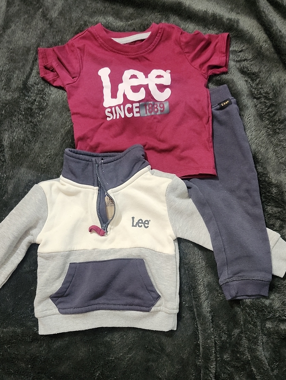 Lee Kids Berry Tee with Navy & Cream Pullover Set